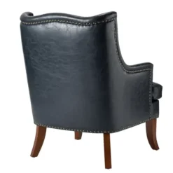 Accent Chairs-Kirkland's Home Navy Faux Leather Wingback Accent Chair Blue