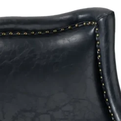 Accent Chairs-Kirkland's Home Navy Faux Leather Wingback Accent Chair Blue