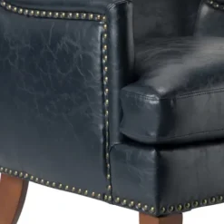 Accent Chairs-Kirkland's Home Navy Faux Leather Wingback Accent Chair Blue
