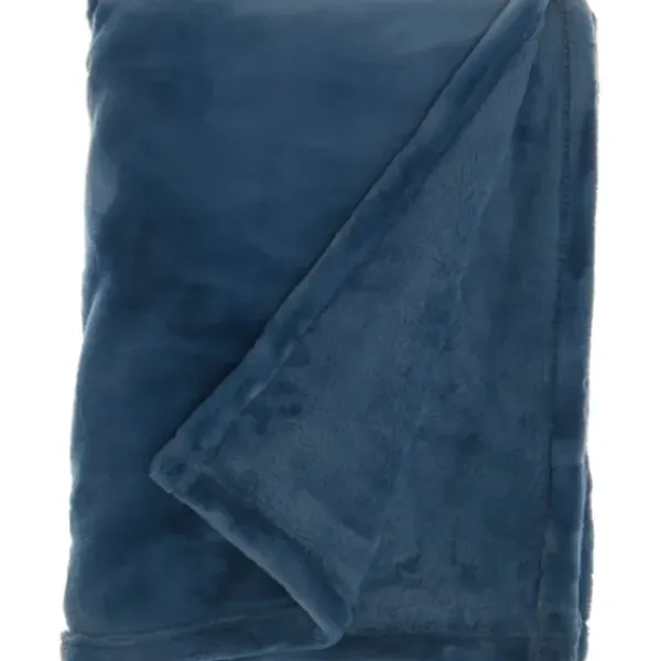 Blankets & Throws-Kirkland's Home Navy Faux Sheared Mink Throw Blue