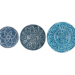 Wall Plaques-Kirkland's Home Navy Floral Metal Plate Wall Plaques, Set Of 3 Blue