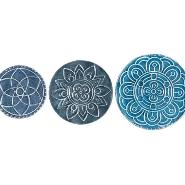 Wall Plaques-Kirkland's Home Navy Floral Metal Plate Wall Plaques, Set Of 3 Blue