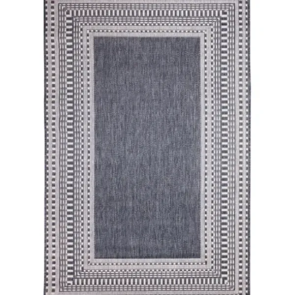 Outdoor Rugs-Kirkland's Home Navy Geo Lattice Outdoor Area Rug, 4X7 Blue