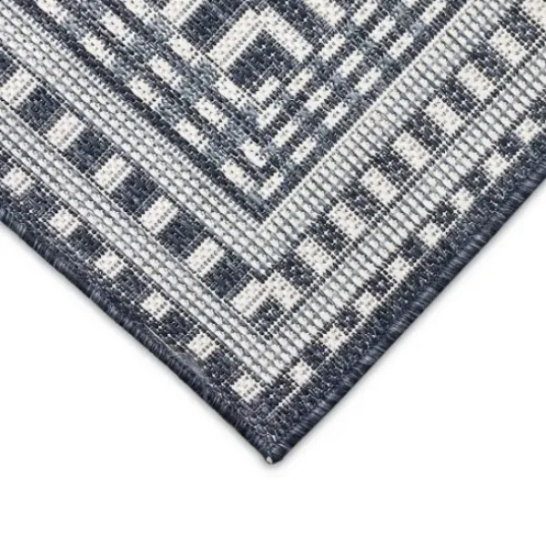 Outdoor Rugs-Kirkland's Home Navy Geo Lattice Outdoor Area Rug, 4X7 Blue
