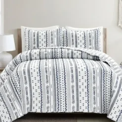 Quilts-Kirkland's Home Navy Geometric Full/Queen Reversible Quilt Set Blue/White