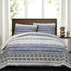 Quilts-Kirkland's Home Navy Geometric 3-Pc. King Quilt Set Blue/White