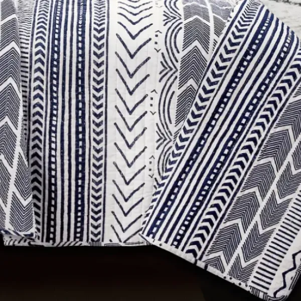 Quilts-Kirkland's Home Navy Geometric 3-Pc. King Quilt Set Blue/White