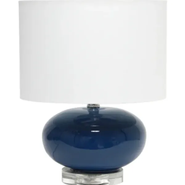 Table Lamps-Kirkland's Home Navy Glass Short Oval Table Lamp Blue