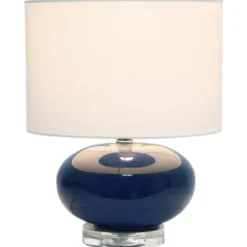Table Lamps-Kirkland's Home Navy Glass Short Oval Table Lamp Blue