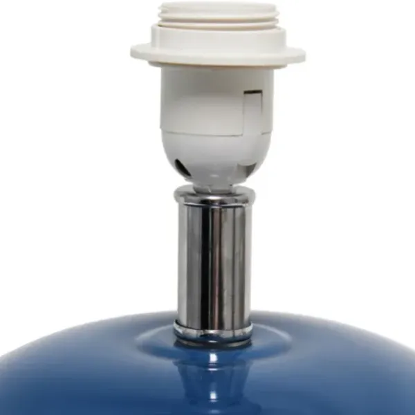 Table Lamps-Kirkland's Home Navy Glass Short Oval Table Lamp Blue