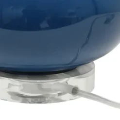 Table Lamps-Kirkland's Home Navy Glass Short Oval Table Lamp Blue