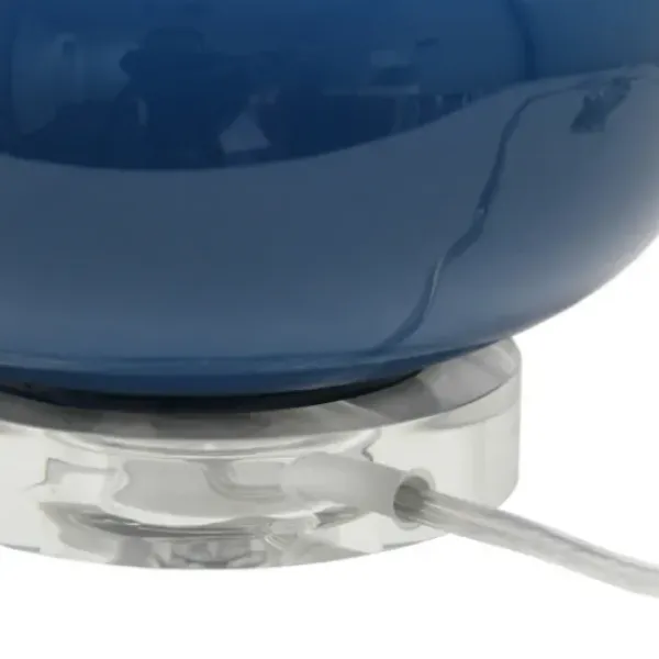 Table Lamps-Kirkland's Home Navy Glass Short Oval Table Lamp Blue