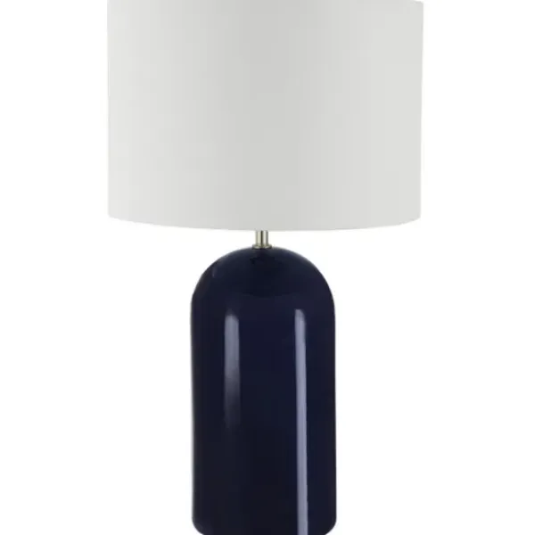 Table Lamps-Kirkland's Home Navy Glazed Ceramic Table Lamp White