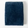 Blankets & Throws-Kirkland's Home Navy Heavenly Herringbone Plush Throw Blue