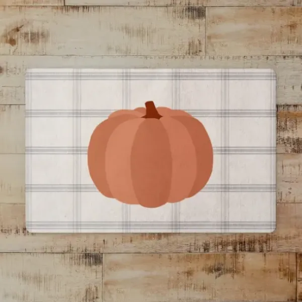 Kitchen & Floor Mats-Kirkland's Home Navy Hey There Pumpkin Floor Mat Orange