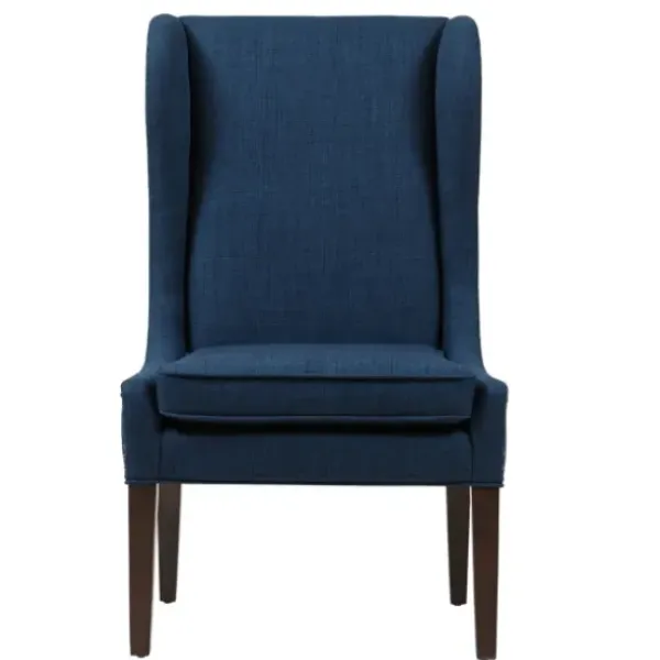 Dining Chairs-Kirkland's Home Navy High Wingback Nailhead Trim Dining Chair Blue