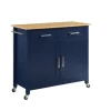 Kitchen Islands & Bar Carts-Kirkland's Home Navy Industrial Kitchen Cart Blue