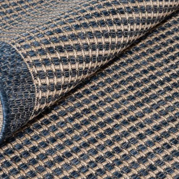 Outdoor Rugs-Kirkland's Home Navy Intertwine Indoor/Outdoor Runner Blue