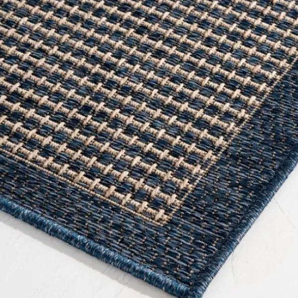 Outdoor Rugs-Kirkland's Home Navy Intertwine Indoor/Outdoor Runner Blue