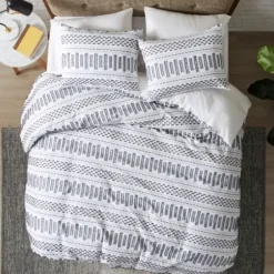 Comforters-Kirkland's Home Navy Jacquard California King 3-Pc. Comforter Set Ivory/Blue