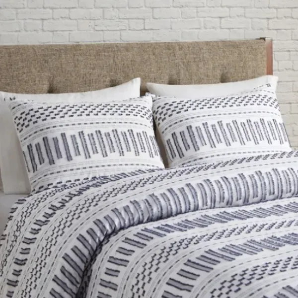 Comforters-Kirkland's Home Navy Jacquard California King 3-Pc. Comforter Set Ivory/Blue