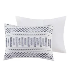 Comforters-Kirkland's Home Navy Jacquard California King 3-Pc. Comforter Set Ivory/Blue