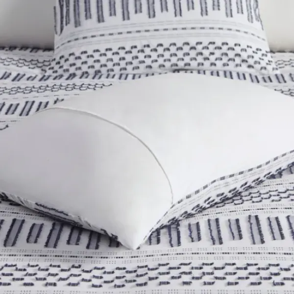 Comforters-Kirkland's Home Navy Jacquard California King 3-Pc. Comforter Set Ivory/Blue