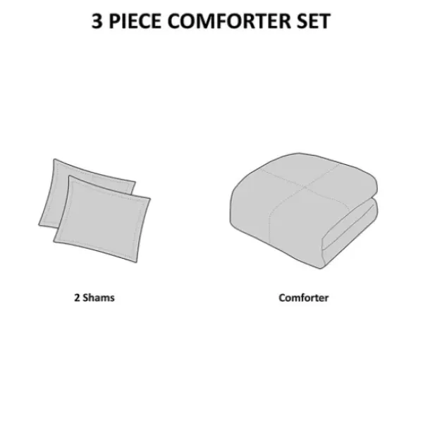 Comforters-Kirkland's Home Navy Jacquard California King 3-Pc. Comforter Set Ivory/Blue