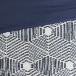 Comforters-Kirkland's Home Navy Jacquard 3-Pc. California King Comforter Set Blue/White