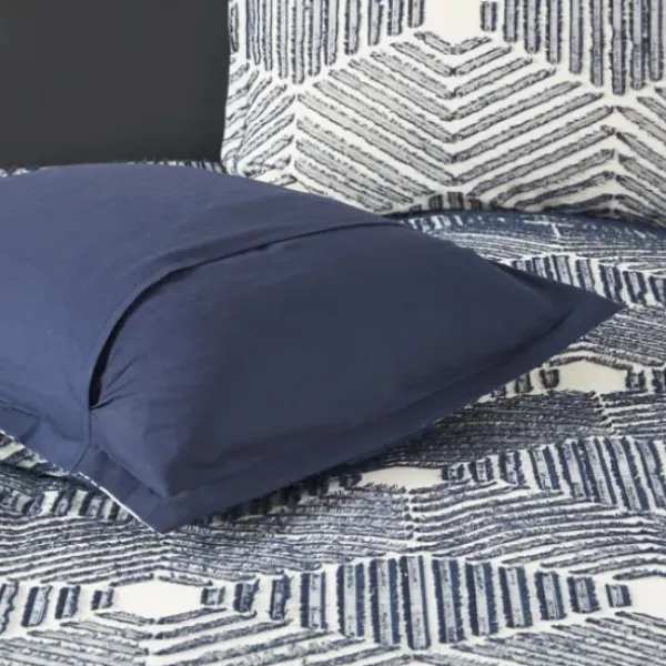 Comforters-Kirkland's Home Navy Jacquard 3-Pc. California King Comforter Set Blue/White