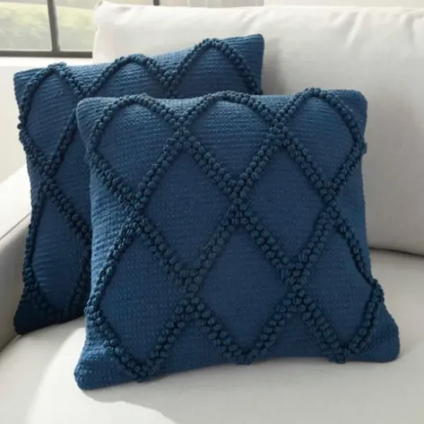 Pillows-Kirkland's Home Navy Knotted Lattice Throw Pillows, Set Of 2 Blue
