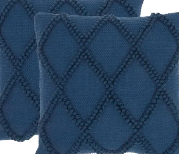 Pillows-Kirkland's Home Navy Knotted Lattice Throw Pillows, Set Of 2 Blue