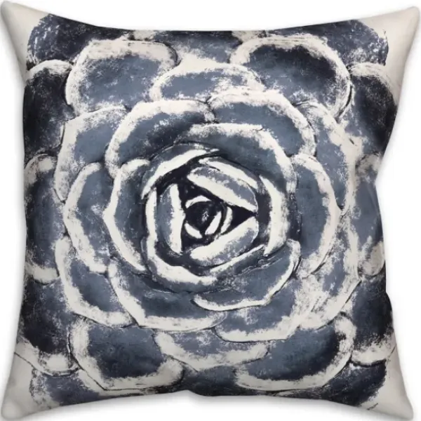 Pillows-Kirkland's Home Navy Large Succulent Pillow Blue
