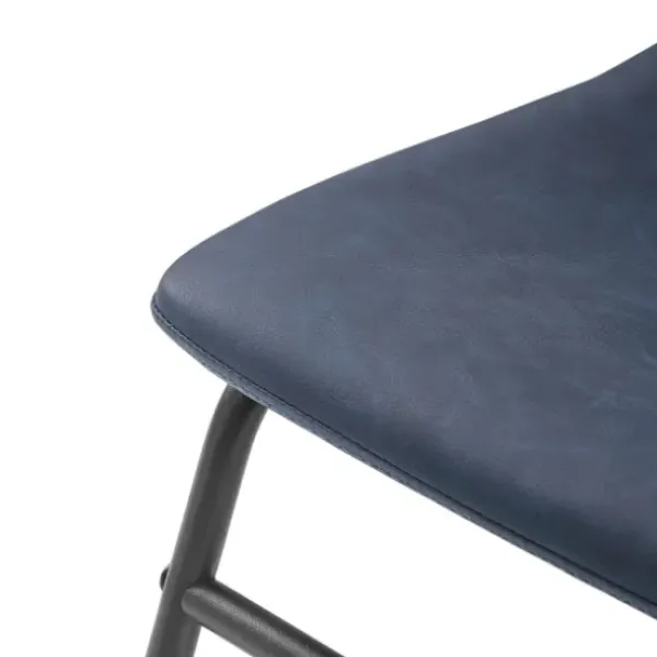 Dining Chairs-Kirkland's Home Navy Leather Industrial Dining Chairs, Set Of 2 Blue