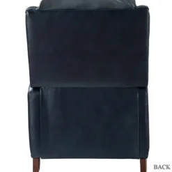 Accent Chairs-Kirkland's Home Navy Leather Nailhead Traditional Recliner Blue