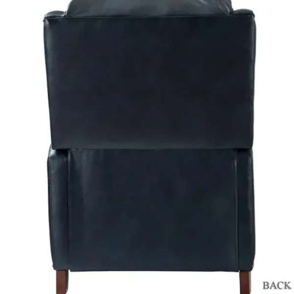 Accent Chairs-Kirkland's Home Navy Leather Nailhead Traditional Recliner Blue