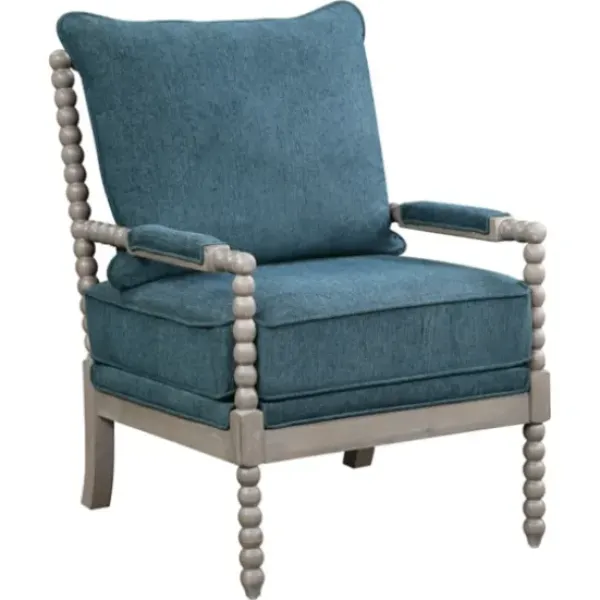 Accent Chairs-Kirkland's Home Navy Liam Turned Leg Accent Chair Blue
