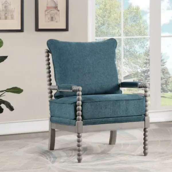 Accent Chairs-Kirkland's Home Navy Liam Turned Leg Accent Chair Blue