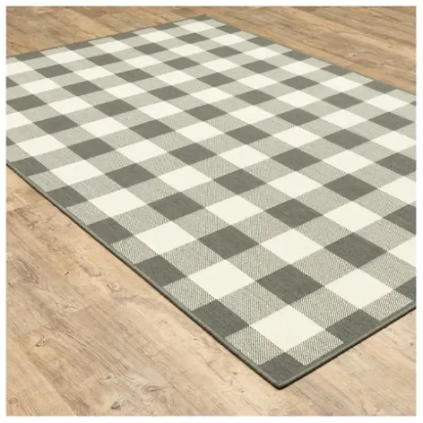 Outdoor Rugs-Kirkland's Home Navy Linear Macy Indoor/Outdoor Area Rug, 4X7 Blue