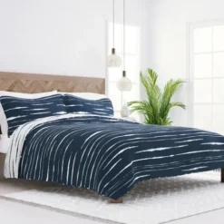 Quilts-Kirkland's Home Navy Linear Reversible 2-Pc. Twin Quilt Set Blue/White