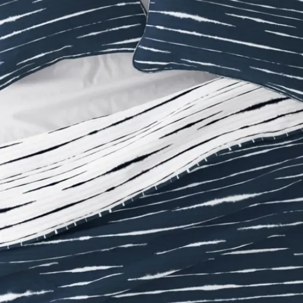Quilts-Kirkland's Home Navy Linear Reversible 2-Pc. Twin Quilt Set Blue/White