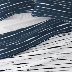 Quilts-Kirkland's Home Navy Linear Reversible 2-Pc. Twin Quilt Set Blue/White