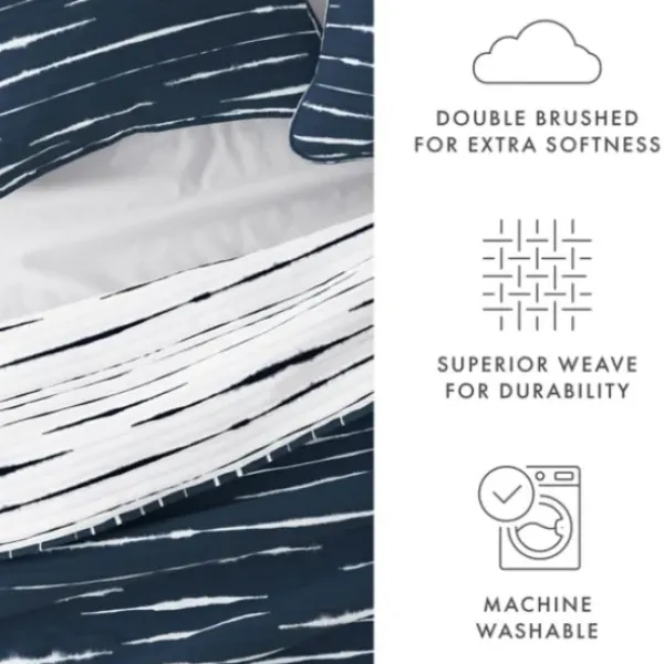 Quilts-Kirkland's Home Navy Linear Reversible 2-Pc. Twin Quilt Set Blue/White