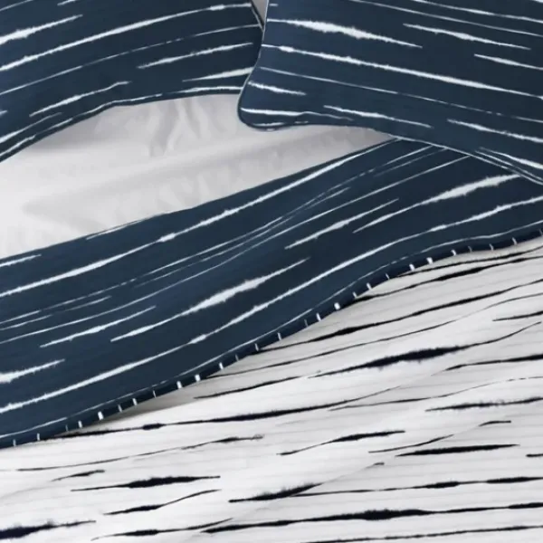 Quilts-Kirkland's Home Navy Linear Reversible 3-Pc. Queen Quilt Set Blue/White