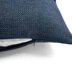 Pillows-Kirkland's Home Navy Linen And Button Lumbar Pillow Cover Blue