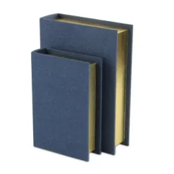 Baskets & Boxes-Kirkland's Home Navy Linen Book Boxes, Set Of 2 Blue