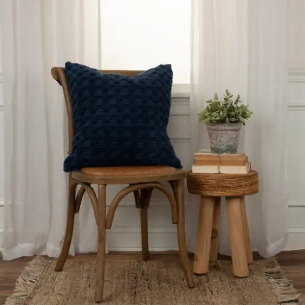 Pillows-Kirkland's Home Navy Looped Cotton Throw Pillow Blue