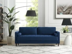 Sofas & Loveseats-Kirkland's Home Navy Lumbar Eucalyptus Sofa Blue