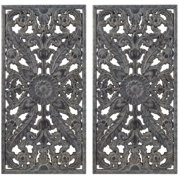 Wall Plaques-Kirkland's Home Navy Madison Park Floral Wall Plaques, Set Of 2 Blue