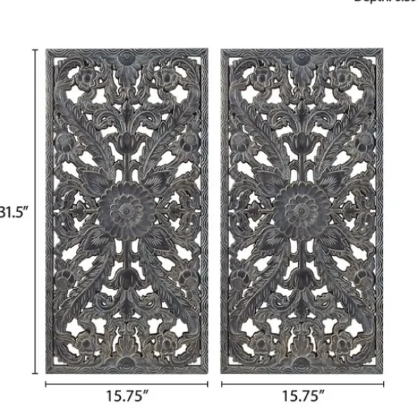 Wall Plaques-Kirkland's Home Navy Madison Park Floral Wall Plaques, Set Of 2 Blue